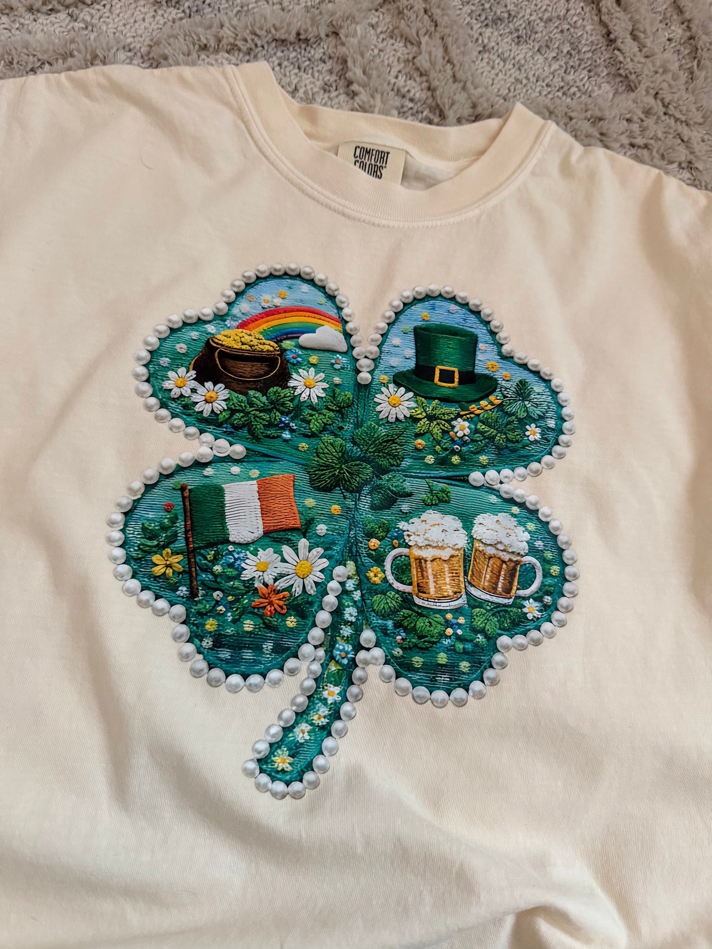 Faux Embroidered Shamrock Tee
