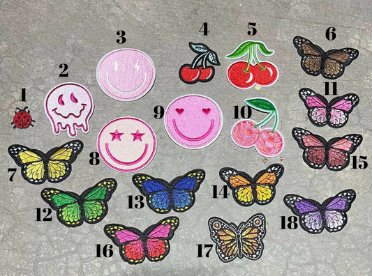 Hat Patch - Butterflies Cherries, Smileys